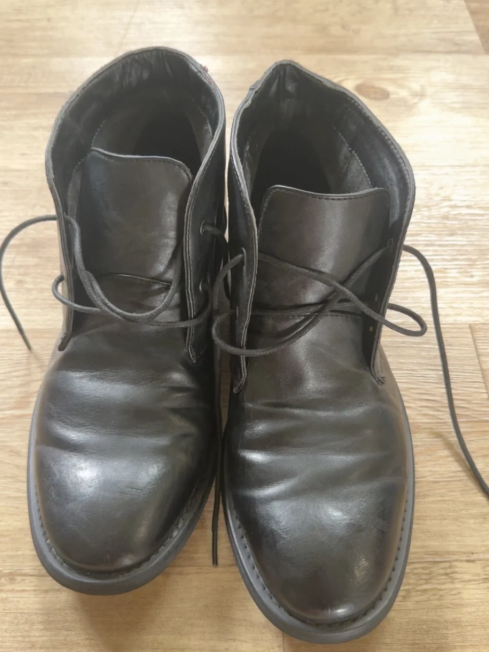 Marc Anthony Black Leather Chukka Boots - Lace-Up
